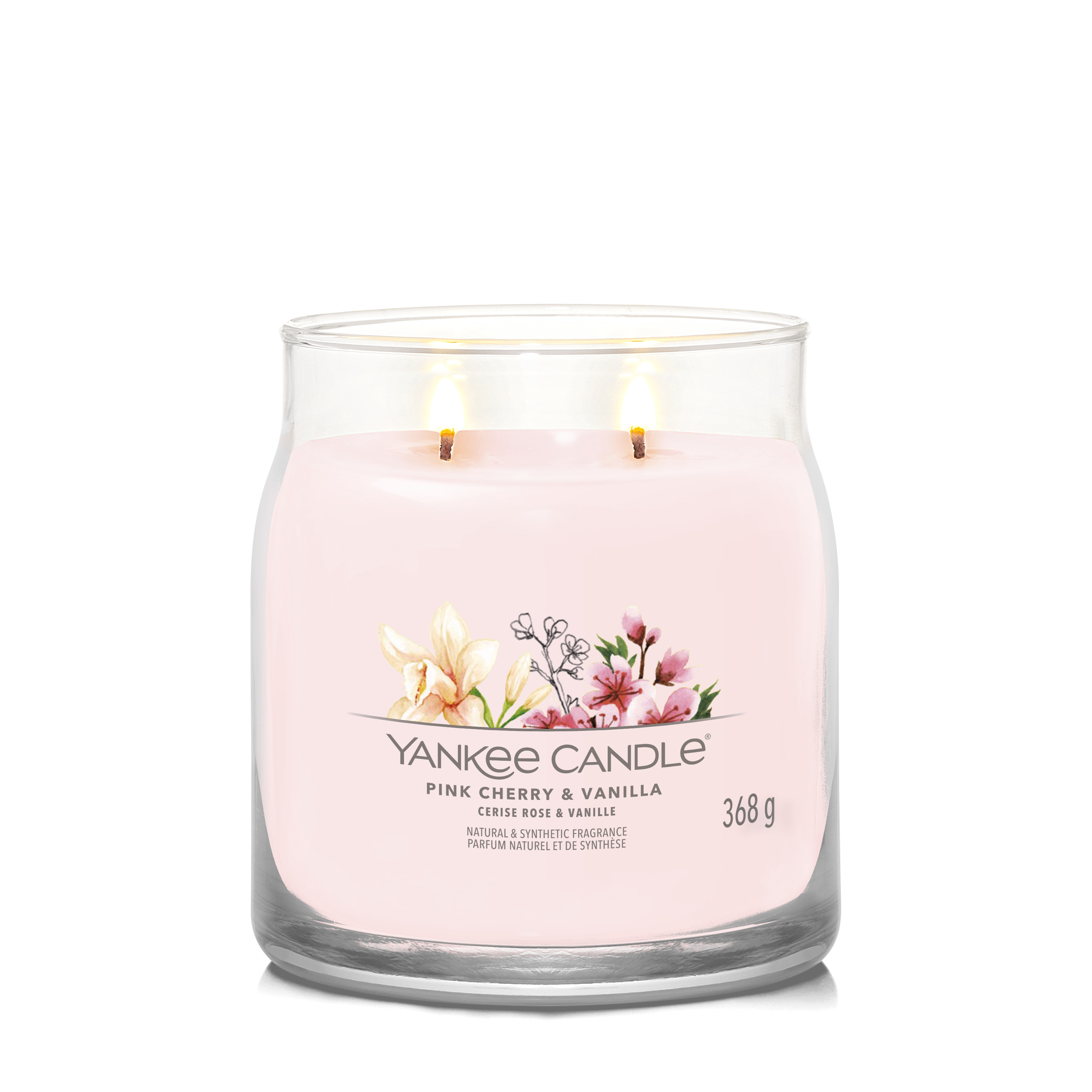 Vela Perfumada Yankee Candle Mediana - con 2 mechas - Pink Cherry & Vanilla  - 11 cm / ø 9 cm
